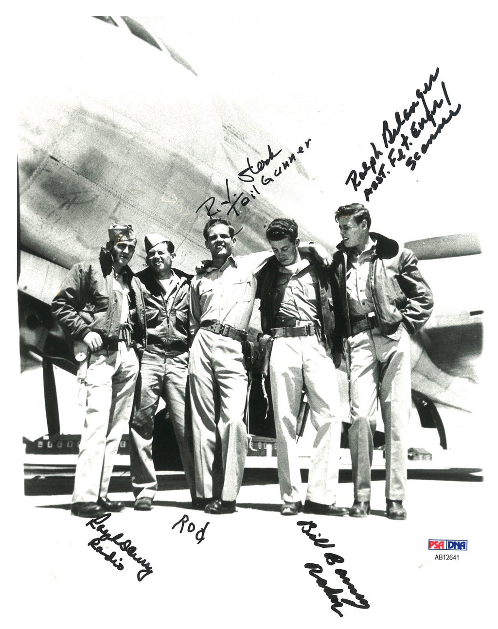 BOCKSCAR C-13 CREW MULTI SIGNED 8X10 PHOTO PSA DNA AB12641 x5 (D) WWII0