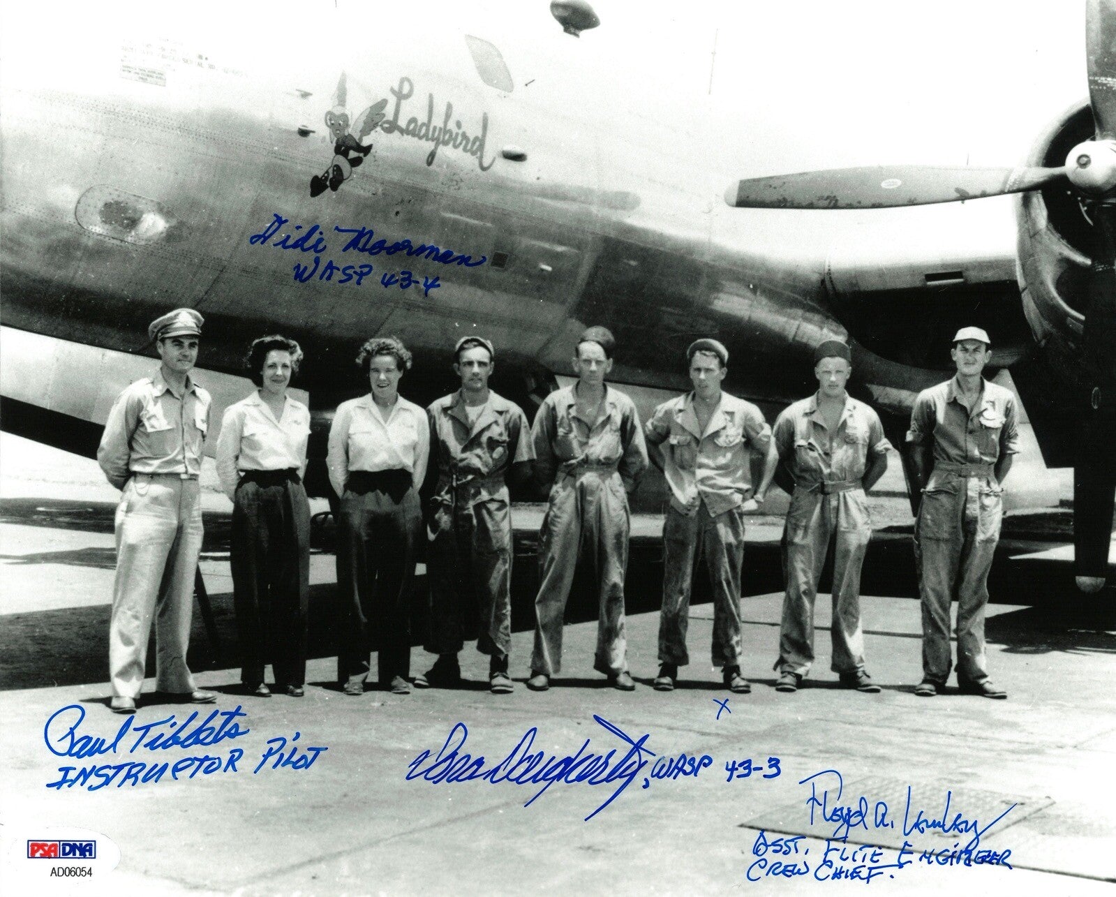PAUL TIBBETS & WASP PILOTS SIGNED 8X10 PHOTO PSA DNA AD06054 RARE (X4)0