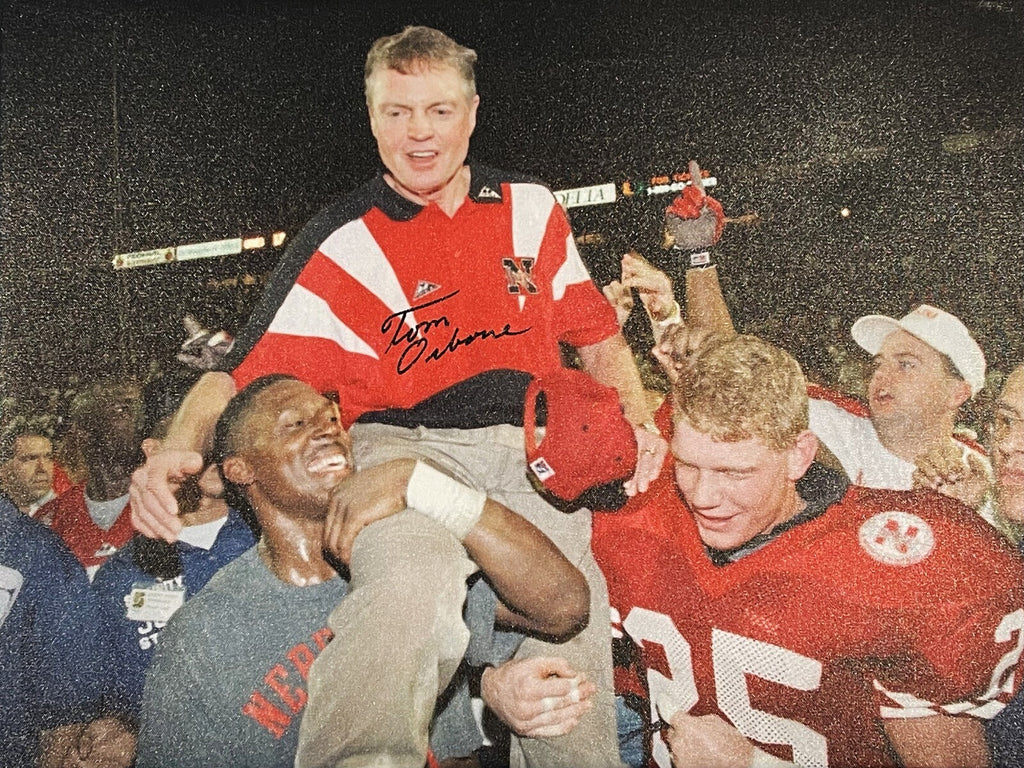TOM OSBORNE SIGNED 1994 CHAMPS 18X24 CANVAS AIV AA22908 NEBRASKA CORNHUSKERS1