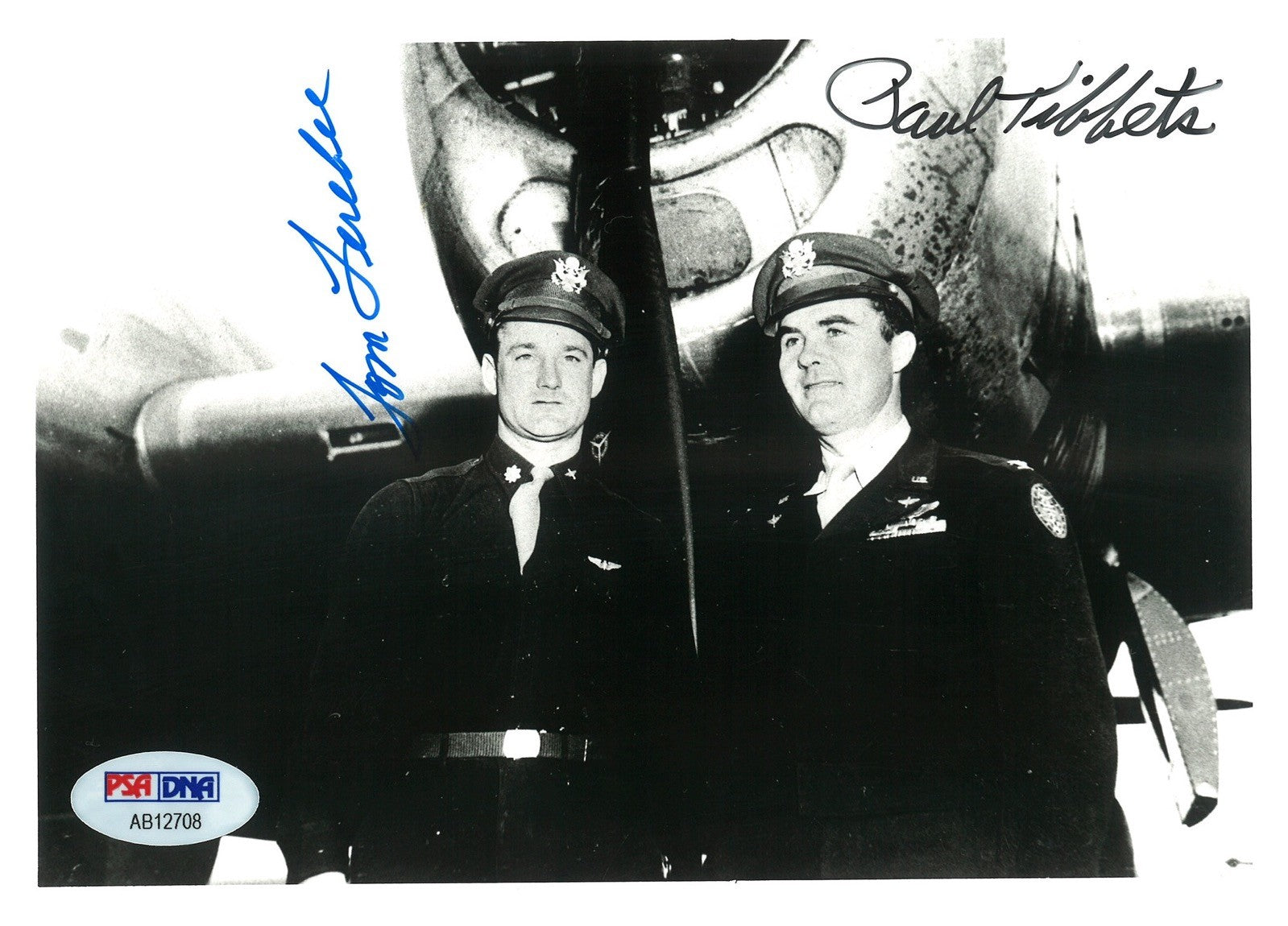 TIBBETS / FEREBEE DUAL SIGNED 5X7 ENOLA GAY B-9 PSA DNA AB12708 ENOLA GAY0