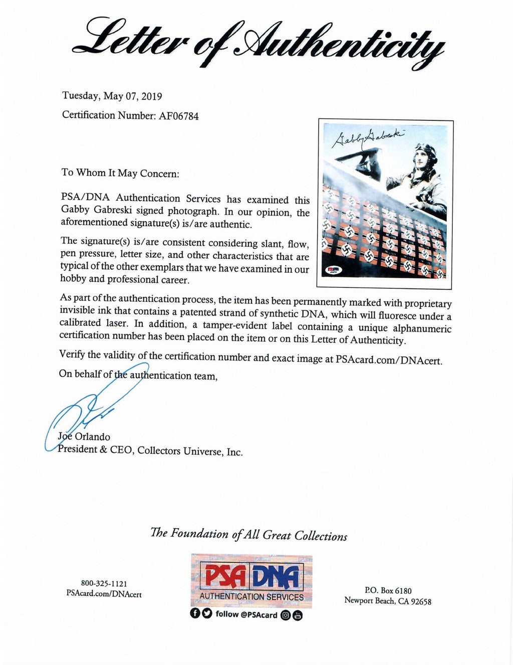 FRANCIS GABBY GABRESKI SIGNED 8X10 PSA DNA (D) WWII ACE 34.5V1