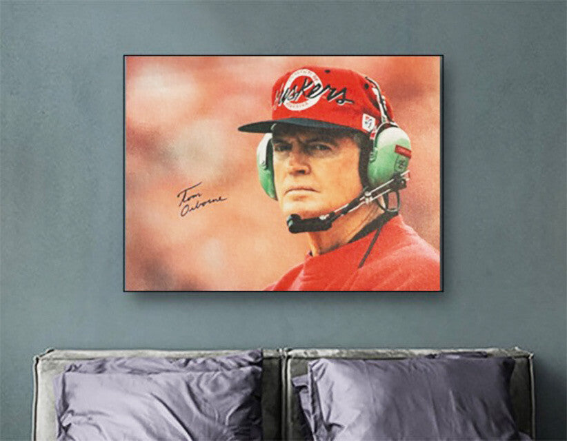 TOM OSBORNE SIGNED CLOSEUP 18X24 CANVAS AIV AA22912 NEBRASKA CORNHUSKERS0