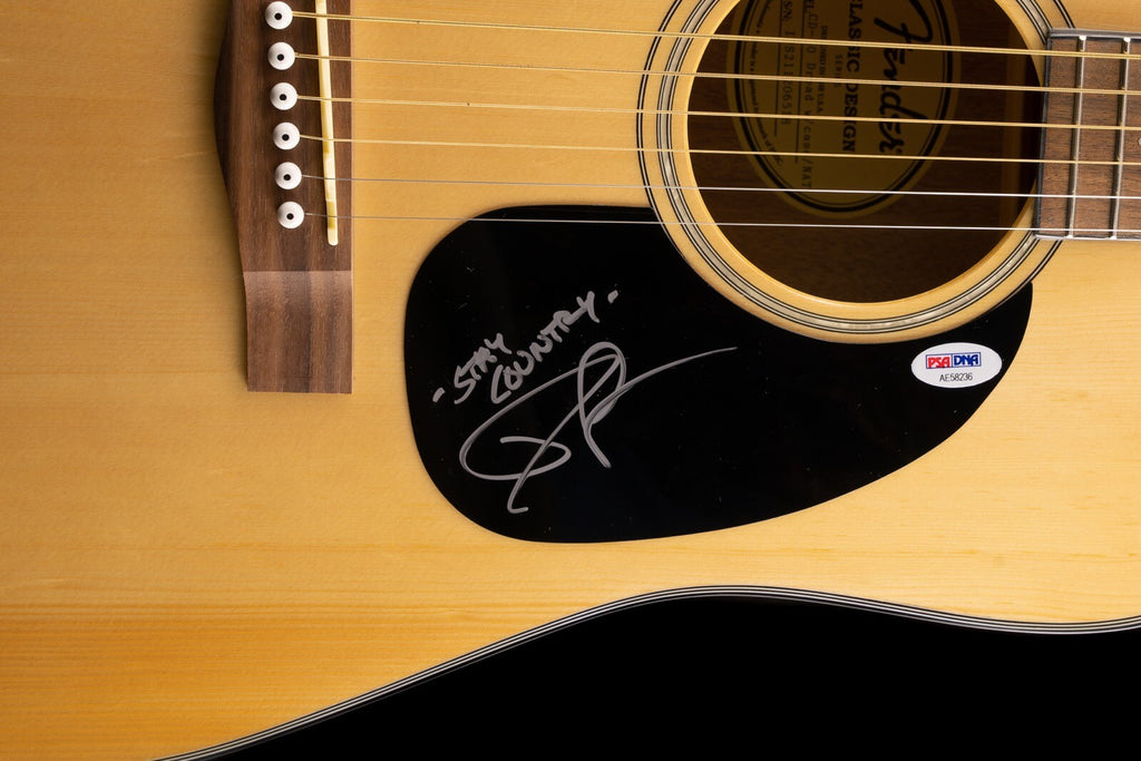 DUSTIN LYNCH SIGNED FENDER ACOUSTIC GUITAR WITH CASE PSA DNA AE582361