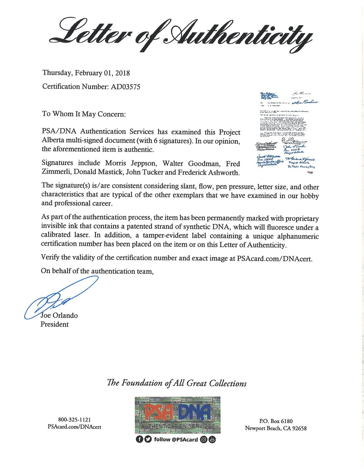 PROJECT ALBERTA MULTI SIGNED LOS ALAMOS DOCUMENT PSA DNA AD03575 x6 RARE1