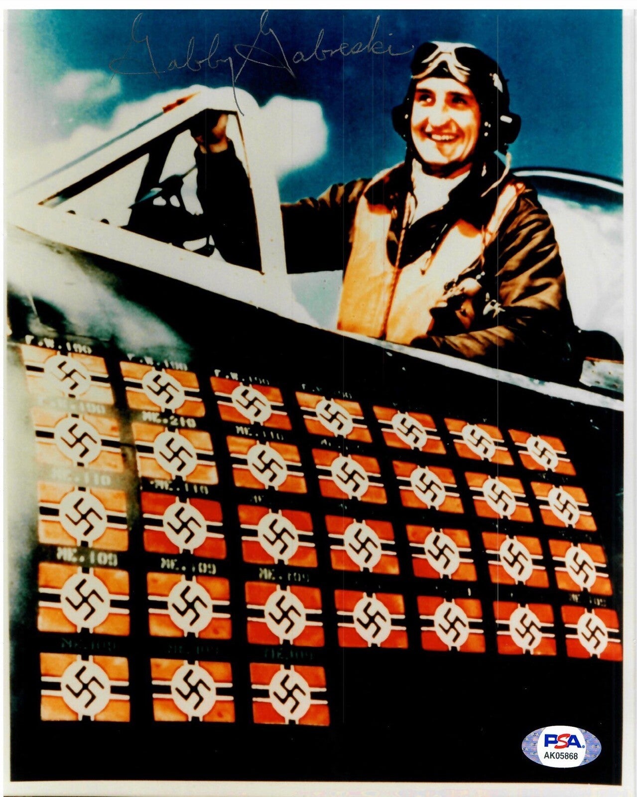FRANCIS GABBY GABRESKI SIGNED 8X10 PSA DNA (D) WWII ACE 34.5V0
