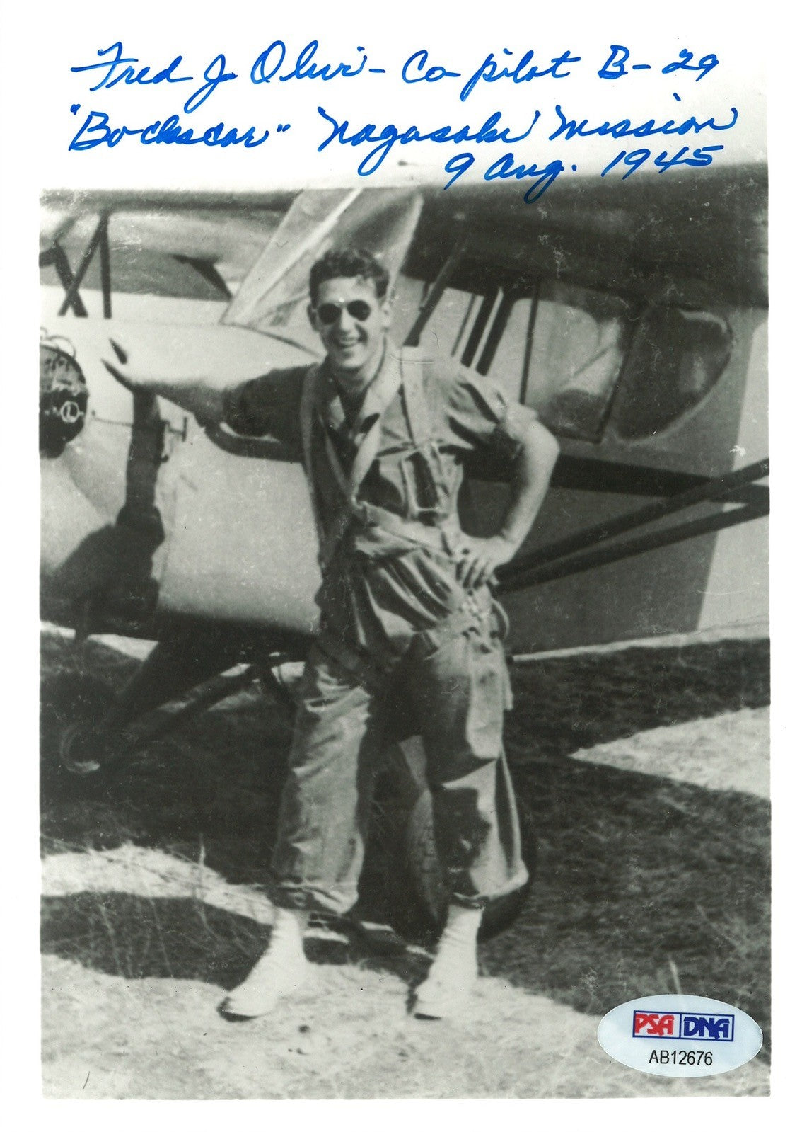 FRED OLIVI SIGNED 5X7 PHOTO PSA DNA AB12676 (D) BOCKSCAR C-15 COPILOT0
