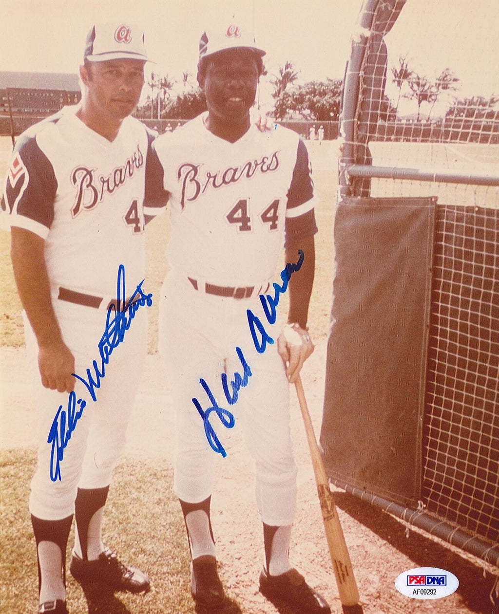 HANK AARON EDDIE MATHEWS DUAL SIGNED 8X10 PHOTOGRAPH AF092920