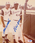 HANK AARON EDDIE MATHEWS DUAL SIGNED 8X10 PHOTOGRAPH AF092920