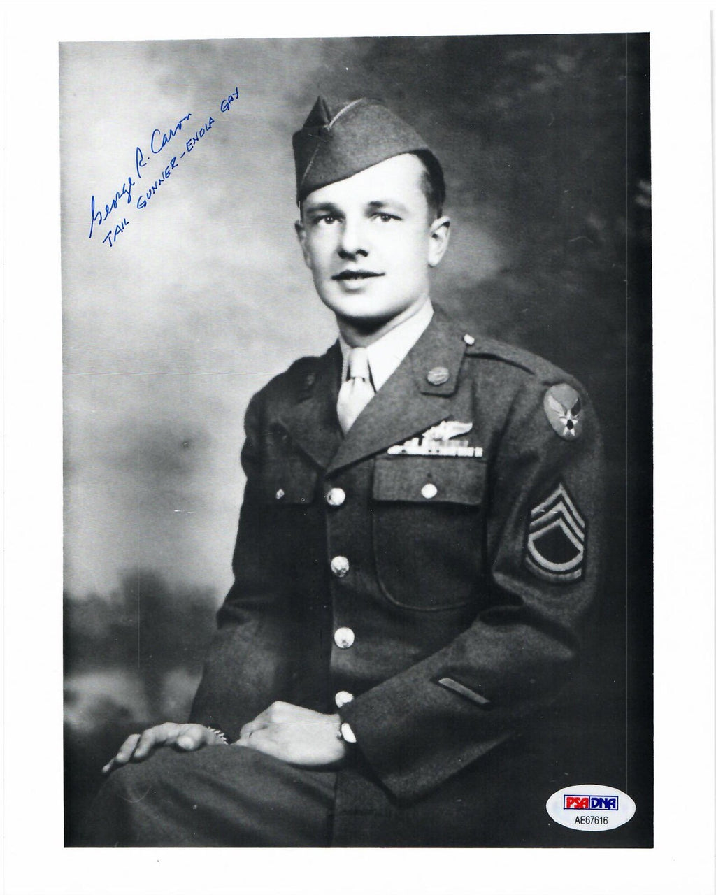 GEORGE CARON SIGNED 8X10 PHOTO PSA DNA ENOLA GAY B-8 (D) WWII0