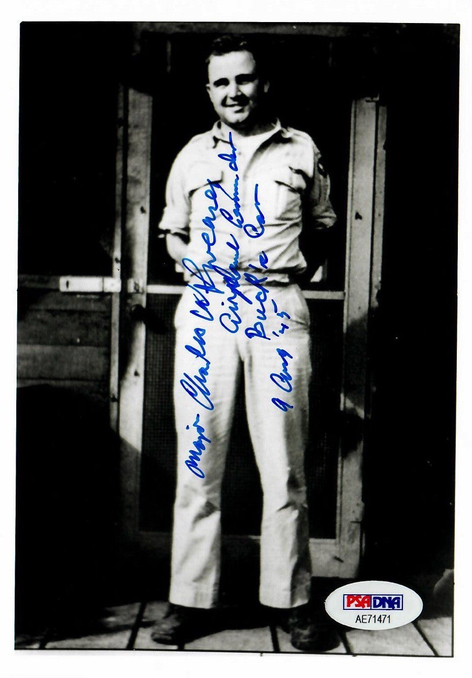 CHARLES SWEENEY SIGNED 5x7 PHOTO PSA DNA AE71471 (D) WWII PILOT BOCKSCAR C-150