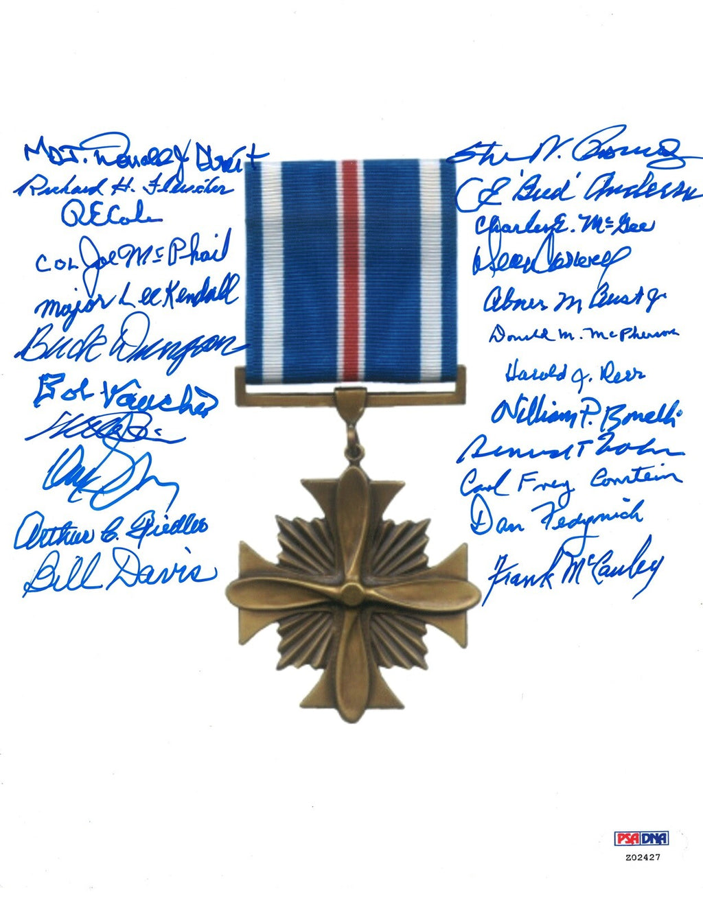 DISTINGUISHED FLYING CROSS MULTI SIGNED 8X10 PSA DNA X23 WWII VETERANS RARE0