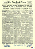 ENOLA GAY CREW SIGNED NEW YORK TIMES FRONT PAGE PRINT PSA DNA AB13913 (D) X30