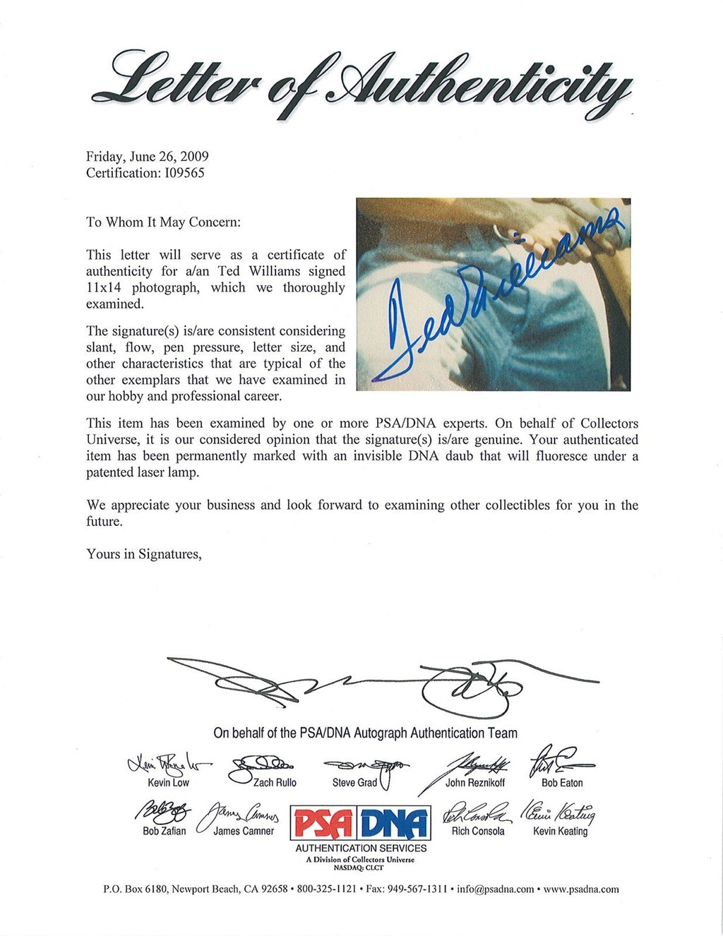 TED WILLIAMS SIGNED 11x14 PSA DNA I09565 (D) W/ BABE RUTH1