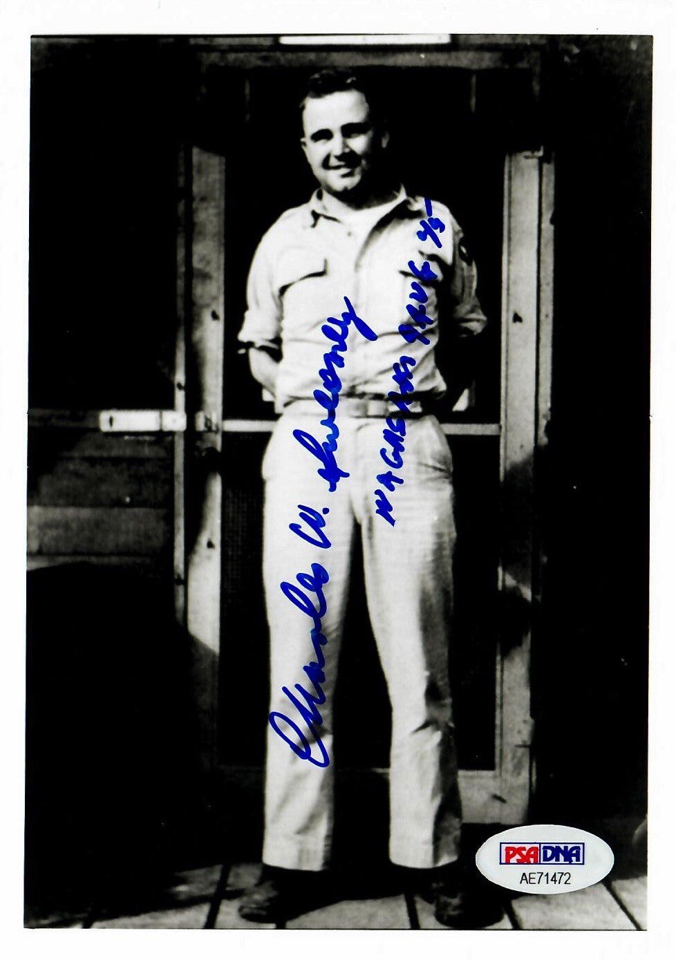 CHARLES SWEENEY SIGNED 5x7 PHOTO PSA DNA AE71472 (D) WWII PILOT BOCKSCAR C-150