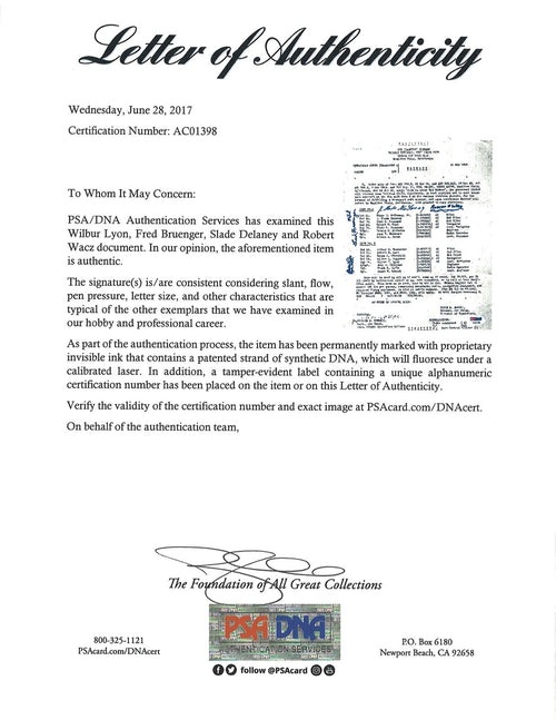 320TH TROUP SQUADRON MULTI SIGNED OPERATIONS ORDER DOCUMENT PSA DNA AC01398 X41