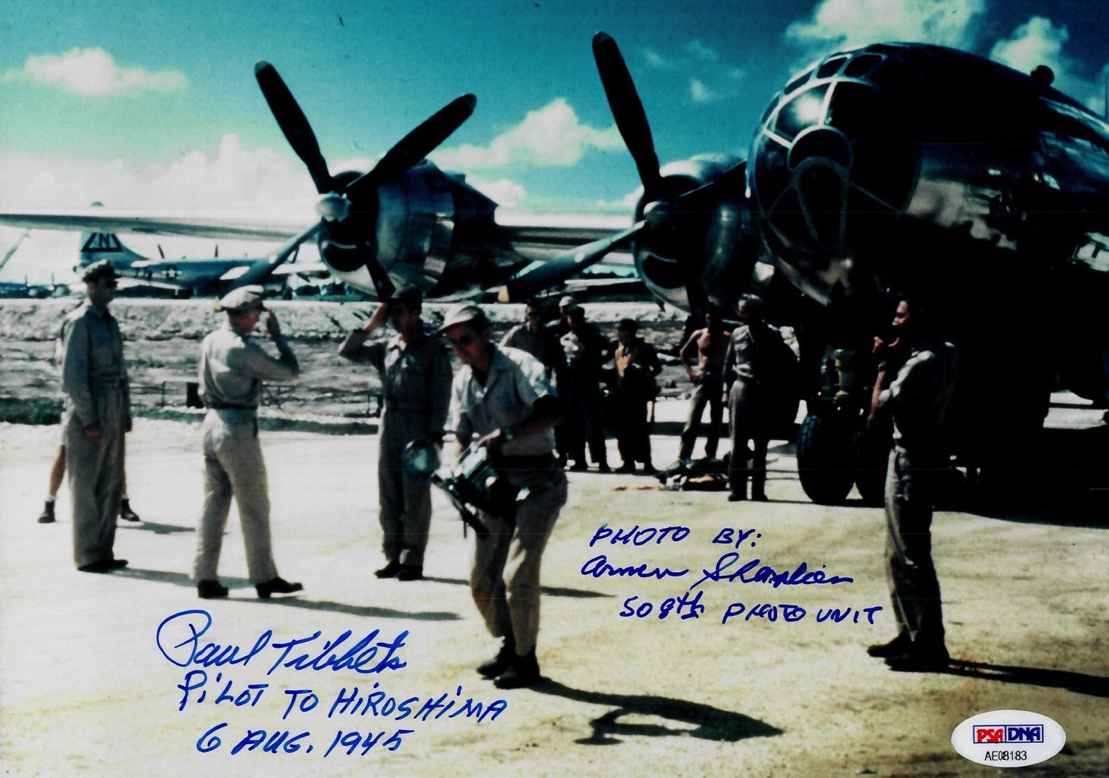 PAUL TIBBETS / ARMEN SHAMILAN SIGNED 8X10 PHOTO PSA DNA AE08183 ENOLA GAY (D) X20