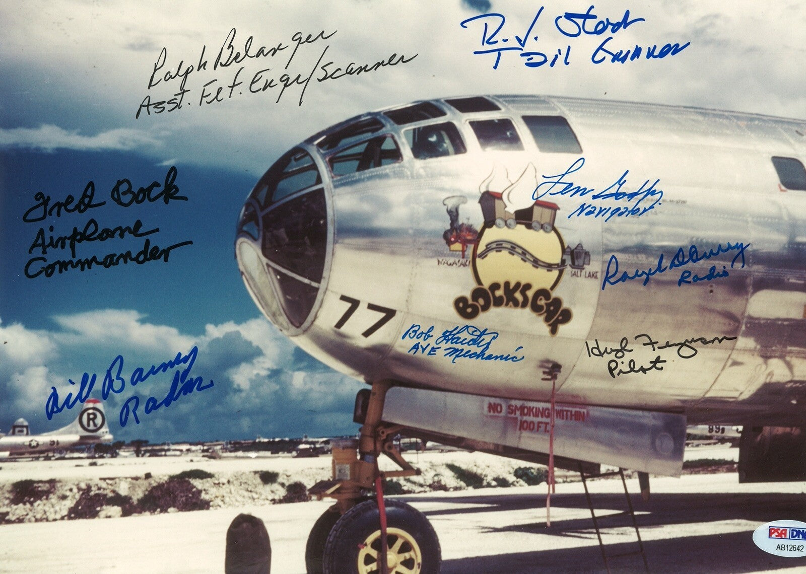 BOCKSCAR C-13 MULTI SIGNED 8x11 PHOTO PSA DNA AB12642 X8 BOCK FERGUSON STOCK0