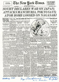 BOCKCAR C-15 CREW SIGNED NEW YORK TIMES FRONT PAGE PSA DNA AB13912 (D) WWII X30