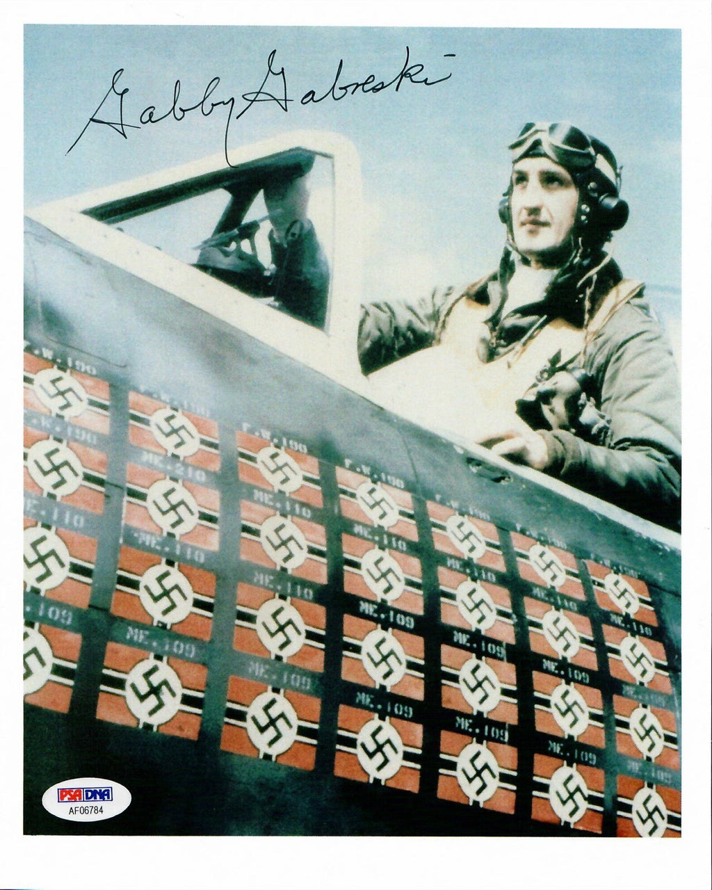FRANCIS GABBY GABRESKI SIGNED 8X10 PSA DNA (D) WWII ACE 34.5V0