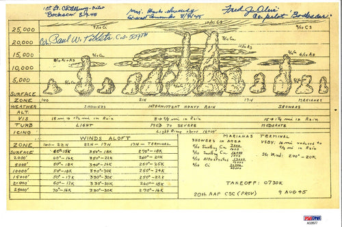 BOCKSCAR CREW MULTI SIGNED WEATHER FORECAST 8/9/1945 PSA DNA AD28577 (D) RARE0