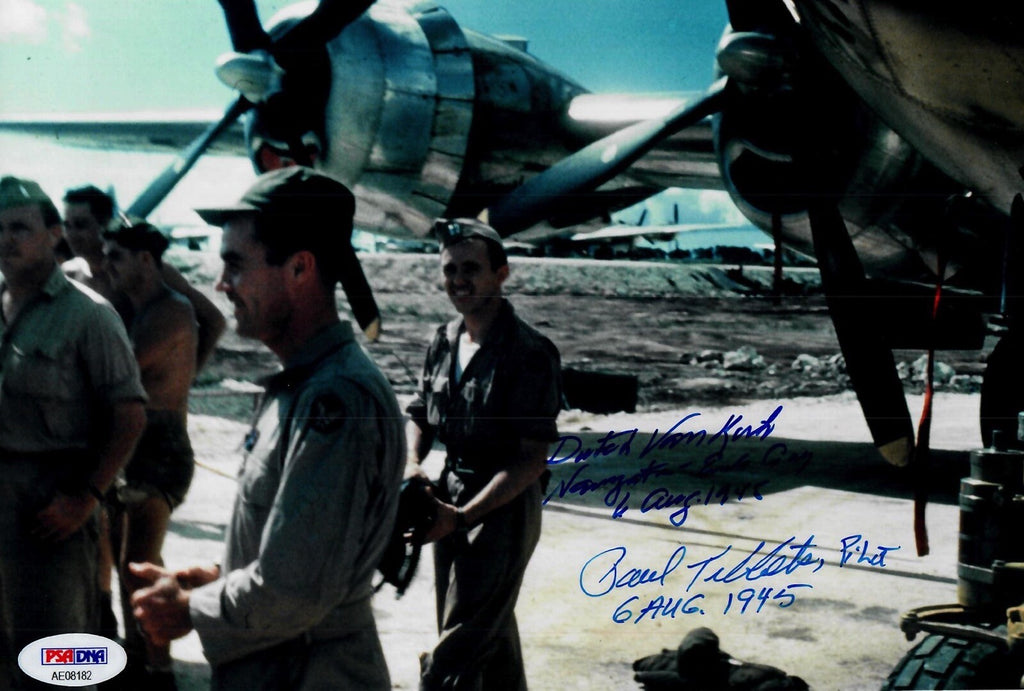 PAUL TIBBETS / DUTCH VAN KIRK SIGNED 8X10 PHOTO PSA DNA AE08182 ENOLA GAY (D) X20