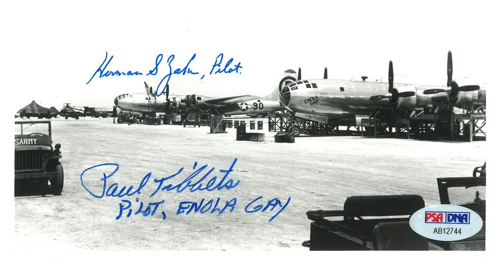 PAUL TIBBETS / HERMAN ZAHN SIGNED 5X7 PHOTO PSA DNA AB12744 (D)0