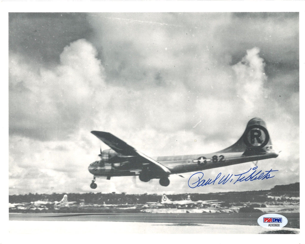 PAUL TIBBETS SIGNED 8X10 PHOTO PSA DNA AD03600 (D) WWII ENOLA GAY PILOT0