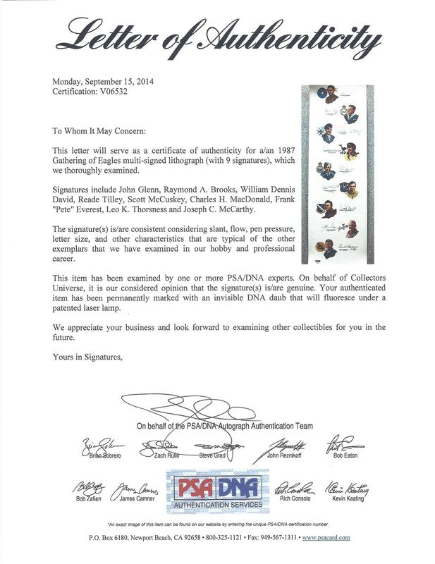1987 Gathering of Eagles Signed Print PSA DNA LOA Yeager Glenn Anderson2