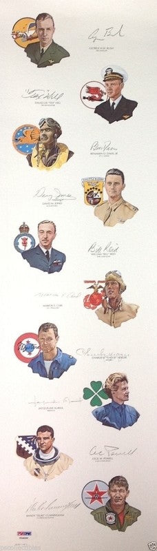1992 Gathering of Eagles Signed Print PSA DNA Bush Yeager Olds Davis0