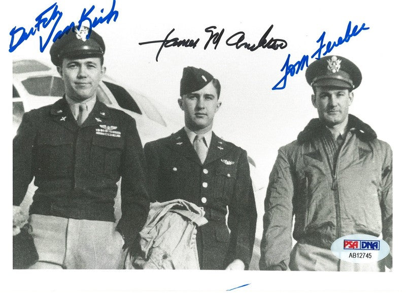 Dutch Van Kirk Ferebee James Anderson Signed 5x7 WWII PSA DNA LOA Rare0