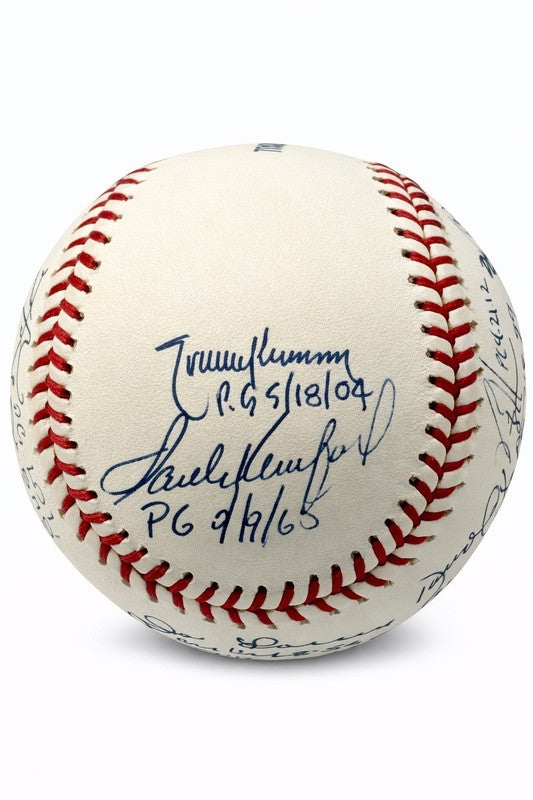 PERFECT GAME MULTI SIGNED BASEBALL BAS A62469 16 AUTOS KOUFAX JOHNSON LARSEN1