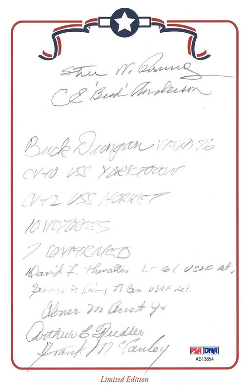 WWII American Fighter Aces Signed Bookplate PSA DNA LOA 8 Ace Autos0