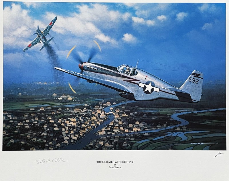 Chuck Older Signed Triple Dates With Destiny Print Stan Stokes Flying Tigers0