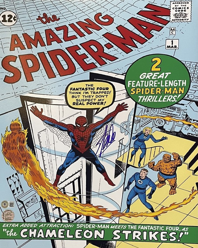 Stan Lee Signed Amazing Spider-Man 16x20 Photo Beckett LOA Marvel Auto0
