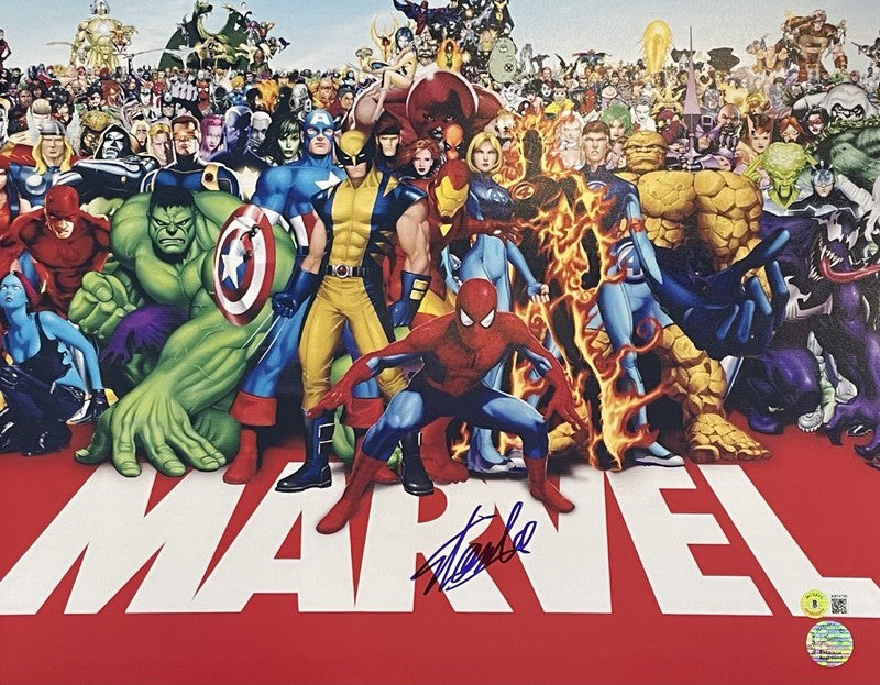 Stan Lee Signed Marvel Super Heroes 16x20 Photo Beckett LOA Autograph0