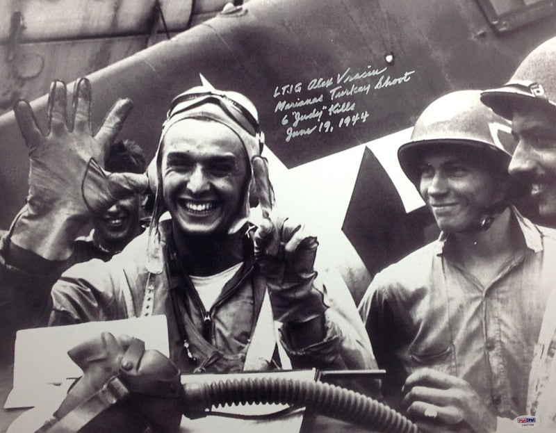 Alexander Vraciu Signed 16x20 Marianas Turkey Shoot 6 Judy Kills PSA DNA LOA0