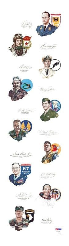 1992 Gathering of Eagles Signed Print PSA DNA Bush Yeager Olds Davis1