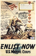 WWII Iwo Jima Veterans Signed 9x14 Enlist Now Photo 15 Marines PSA DNA LOA0