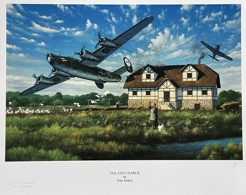 Ernest Bruce Signed Tail End Charlie Print Stan Stokes B-24 Liberator WWII0