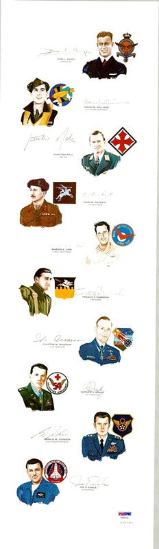 1989 Gathering of Eagles Signed Print PSA DNA LOA Yeager Gabreski Zemke1