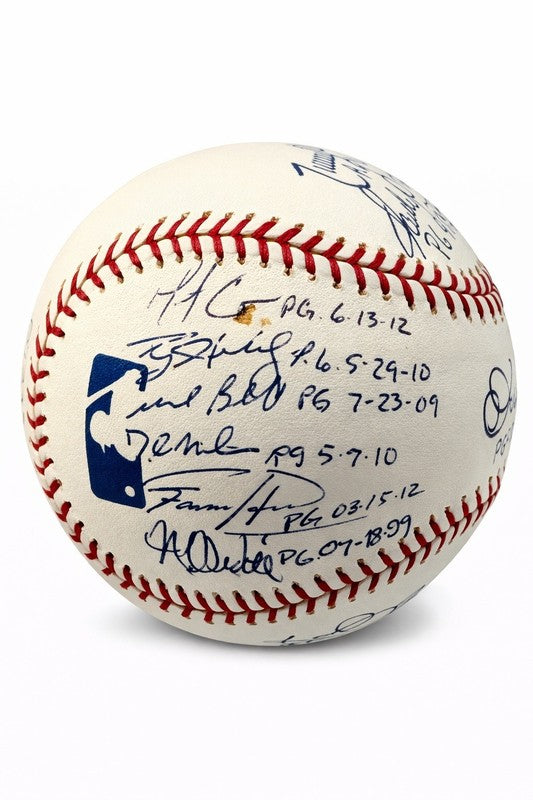 PERFECT GAME MULTI SIGNED BASEBALL BAS A62469 16 AUTOS KOUFAX JOHNSON LARSEN3