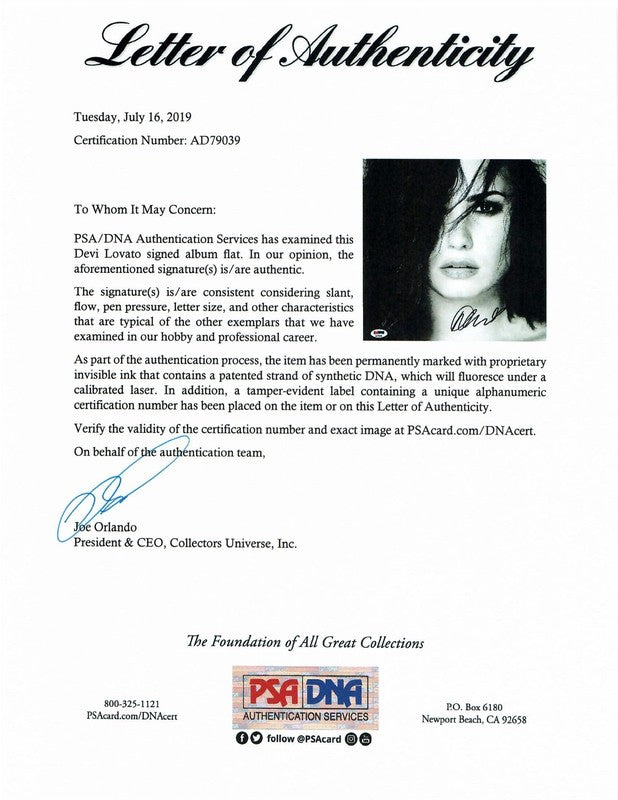 Demi Lovato Signed 11x11 Black & White Photograph PSA DNA LOA Auto1