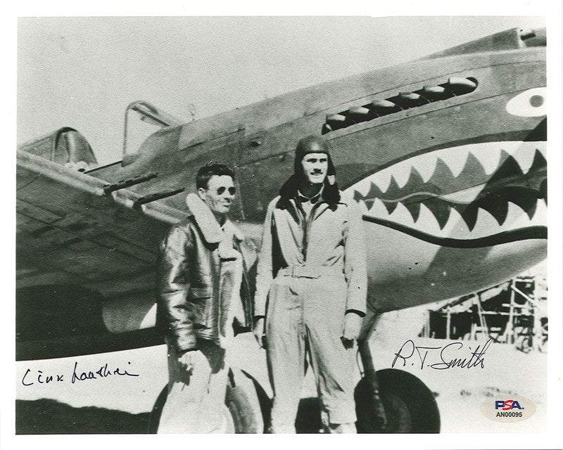 LINK LAUGHLIN & RT SMITH SIGNED 8X10 PHOTO PSA DNA (D) WWII FLYING TIGER ACES0