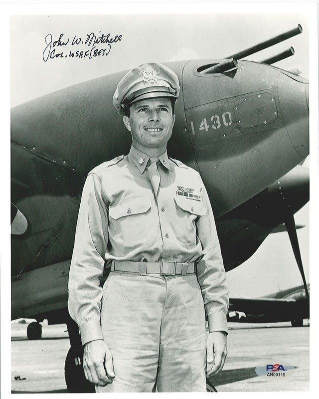 JOHN MITCHELL SIGNED 8X10 (D) PSA DNA WWII ACE 11V YAMAMATO MISSION0