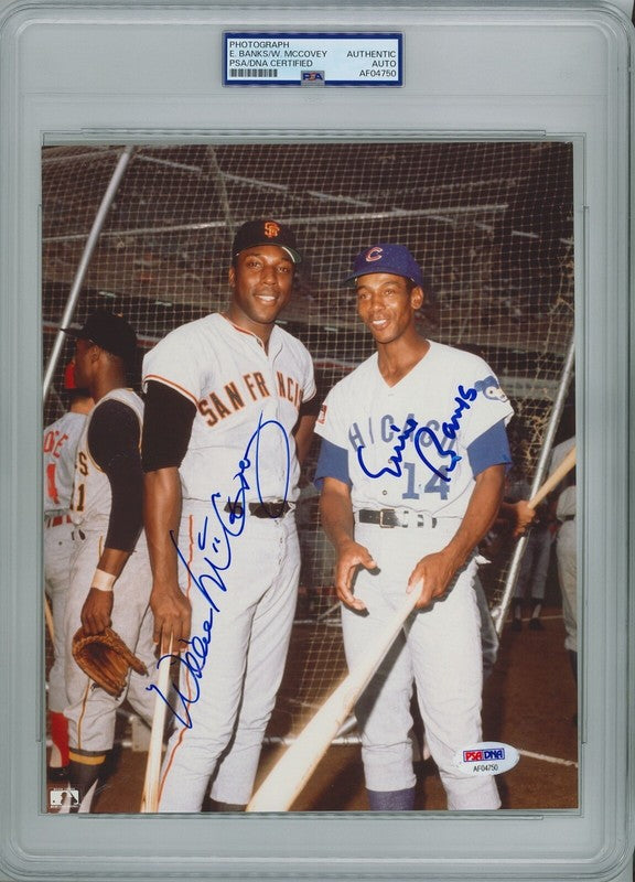 ERNIE BANKS & WILLIE MCCOVEY DUAL SIGNED 8X10 PSA AF04750 ENCAPSULATED0