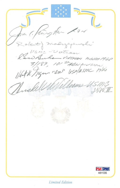 Medal of Honor Recipients Signed Bookplate PSA DNA LOA 5 MOH Autos0