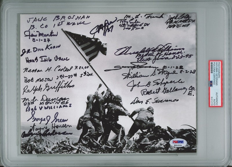 IWO JIMA VETERANS SIGNED 8X10 PSA DNA K41219 X22 WWII w/ WILLIAMS SEVERANCE0