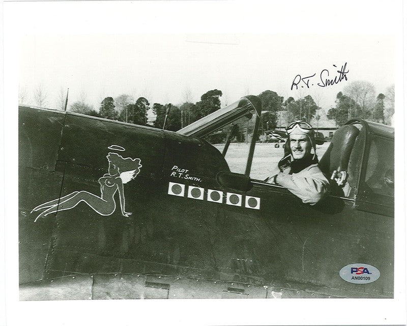 RT SMITH SIGNED 8X10 PHOTO PSA DNA (D) WWII AVG FLYING TIGERS ACE0