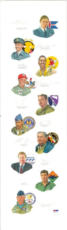 1998 Gathering of Eagles Signed Print PSA DNA LOA Yeager Tex Hill1