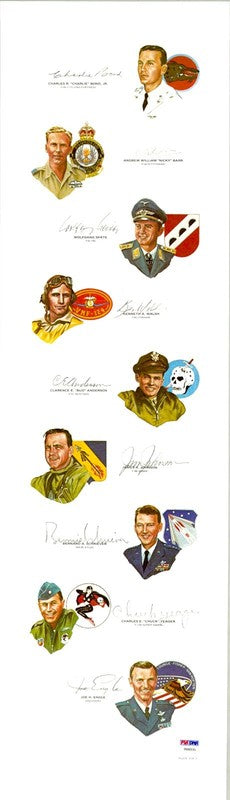 1987 Gathering of Eagles Signed Print PSA DNA LOA Yeager Glenn Anderson1